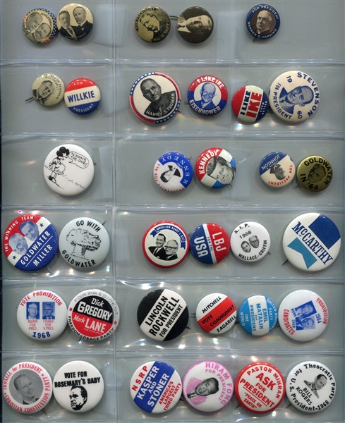 Campaign Button Lot of 50+ 1890s to 1990s