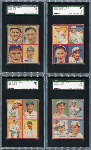 R321 1935 Goudey 4-in-1 Puzzle Backs Complete Set of 36 Fronts w/Ruth