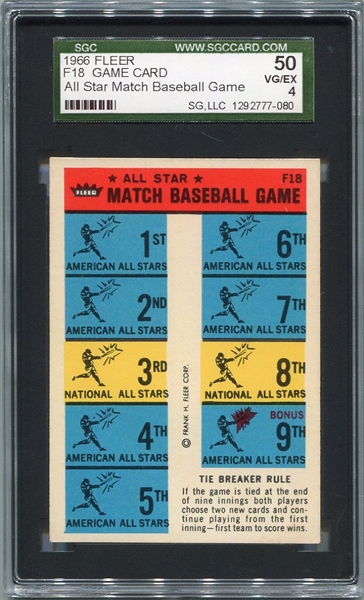1966 Fleer All Star Match Card F18 SGC 50