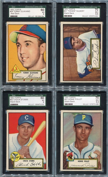 1952 Topps Lot of 4 Low Numbers All SGC 60/70s