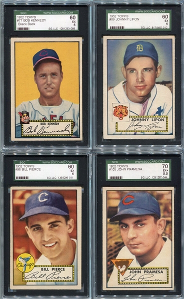 1952 Topps Lot of 4 Different #77 89 98 & 105 All SGC 60/70s