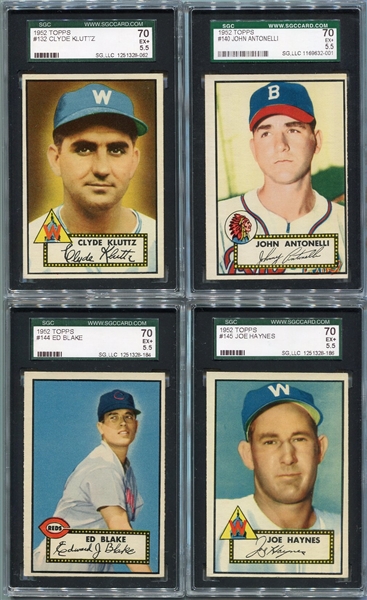 1952 Topps Lot of 4 Different #132 140 144 & 145 All SGC 70s