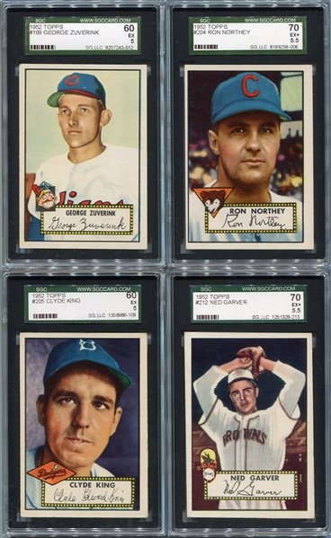 1952 Topps Lot of 4 Different #199 204 205 & 212 All SGC 60/70s