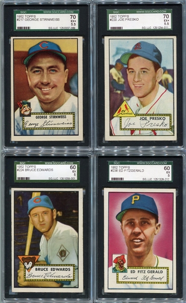 1952 Topps Lot of 4 Different #217 220 224 & 236 All SGC 60/70s