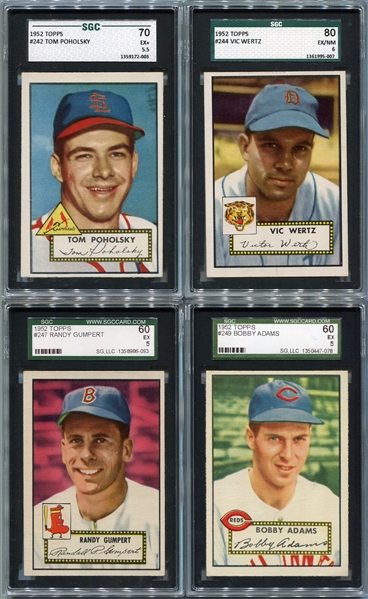 1952 Topps Lot of 4 Different #242 244 247 & 249 SGC 60s, 70 & 80