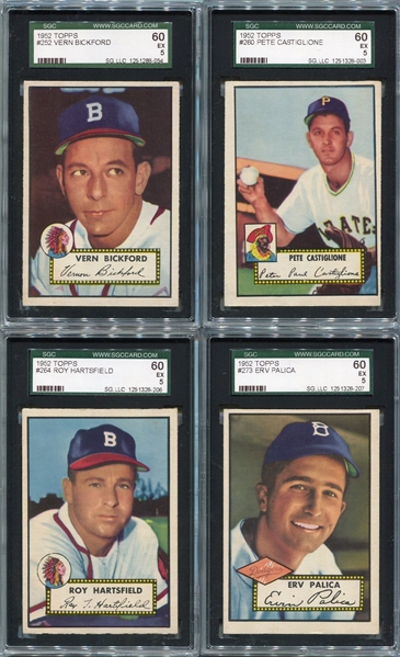 1952 Topps Lot of 4 Different Semi-Highs #252 260 264 & 273 All SGC 60s