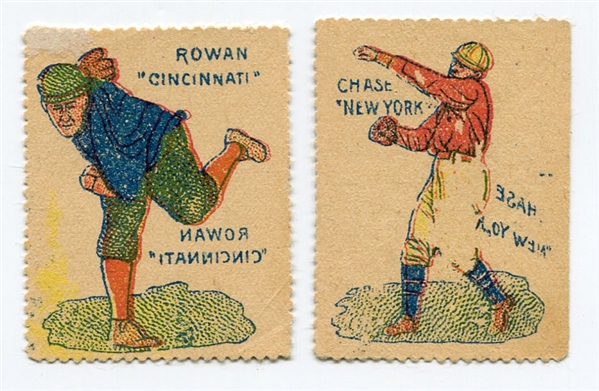 1909-10 German Baseball Stamps Hal Chase & Jack Rowan
