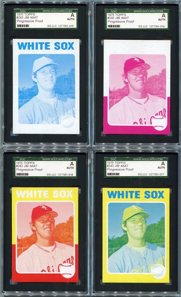 1975 Topps #243 Jim Kaat 4 Card Color Progressive Proofs 