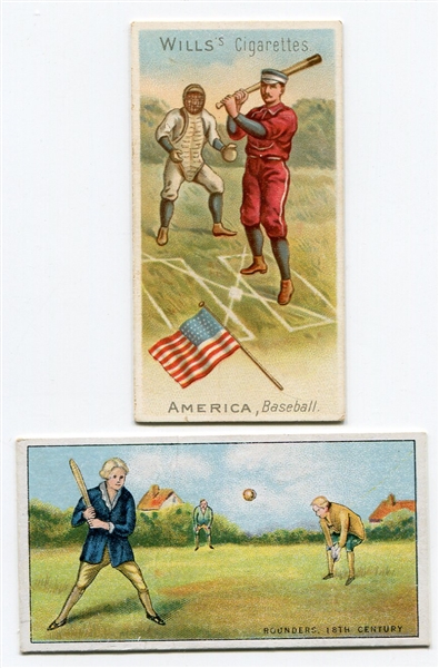 Pair of British Tobacco Cards with Baseball Themes