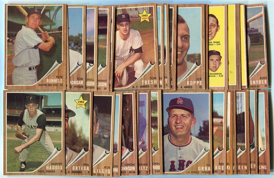 1962 Topps Lot of 95 Different With Ruth Cards