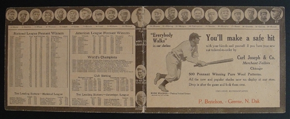 1911 World Series Merchant Score Card Wagner Cobb Johnson Mathewson & More