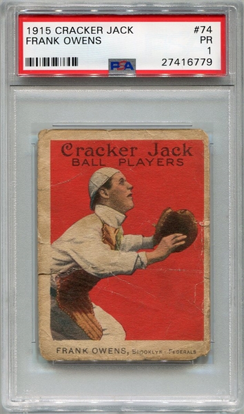 E145-1 1914 Cracker Jack #74 Frank Owens PSA 1