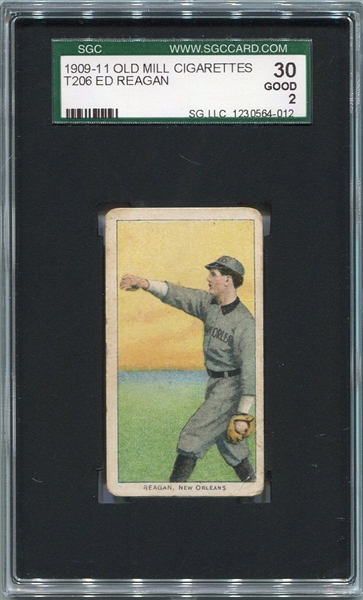 T206 Ed Reagan New Orleans Southern Leaguer Old Mill SGC 30