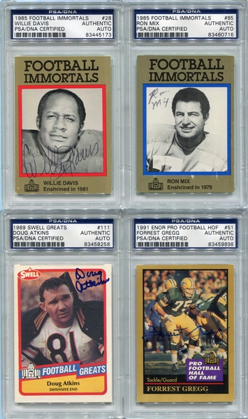 Lot of 4 Football HOFer Signed Cards PSA/DNA Certified Authentic