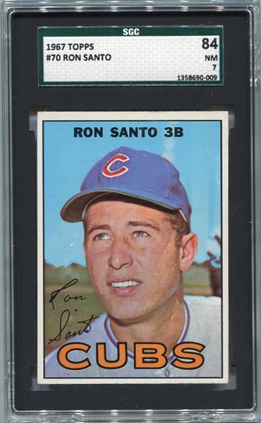 1967 Topps #70 Ron Santo Chicago Cubs SGC 84