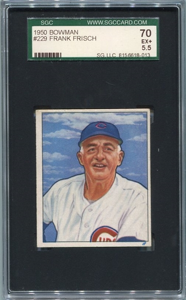 1950 Bowman #229 Frank Frisch Chicago Cubs SGC 70