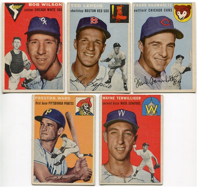 1954 Topps Lot of 5 Different 2nd Series Cards