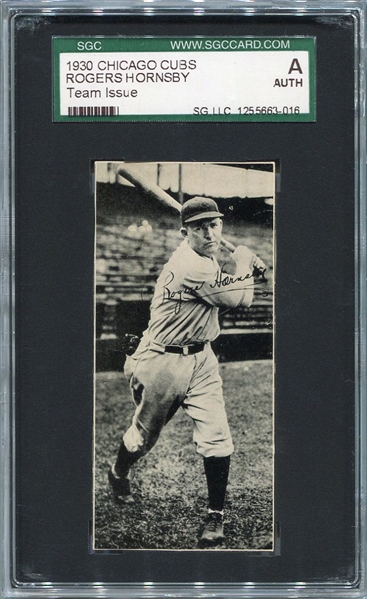 1930 Chicago Cubs Blue Ribbon Malt Rogers Hornsby SGC Auth