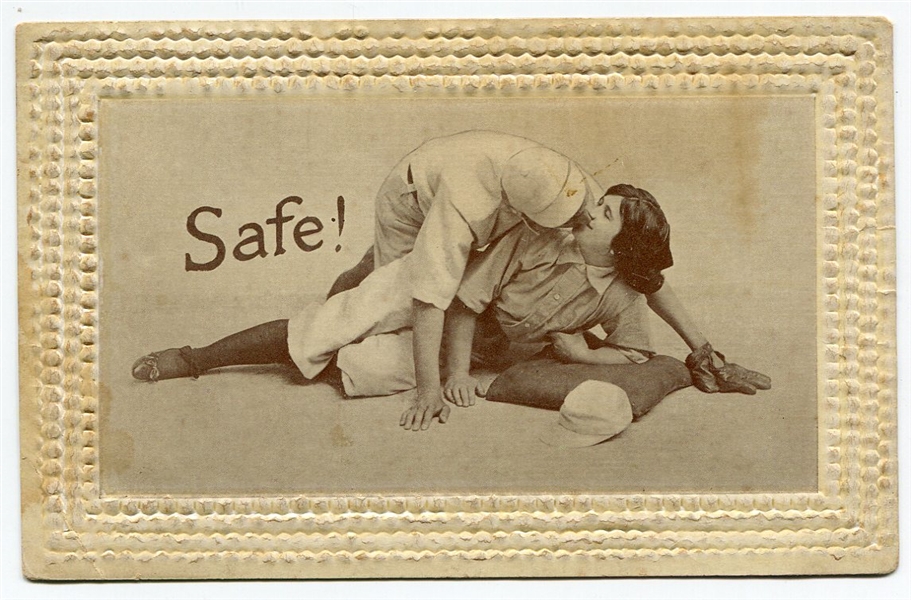 Early 1900s Embossed Baseball Postcard Safe!