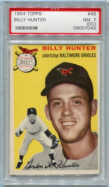 1954 Topps #48 Billy Hunter Baltimore Orioles PSA 7OC