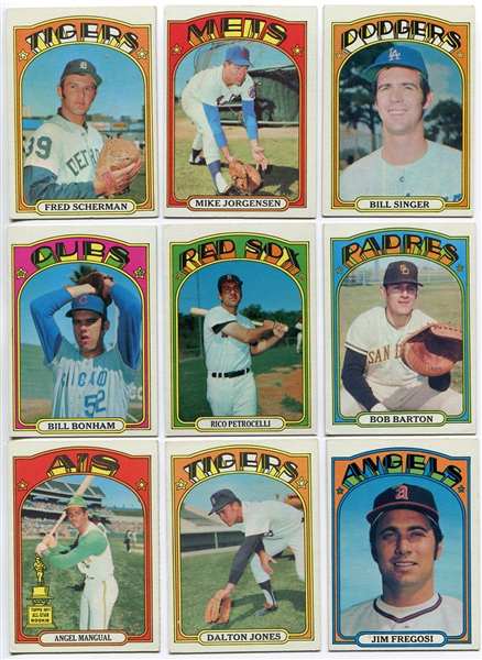 1972 Topps Lot of 67 Different With Stars, Variations & Listed Cards Ex - EXmt