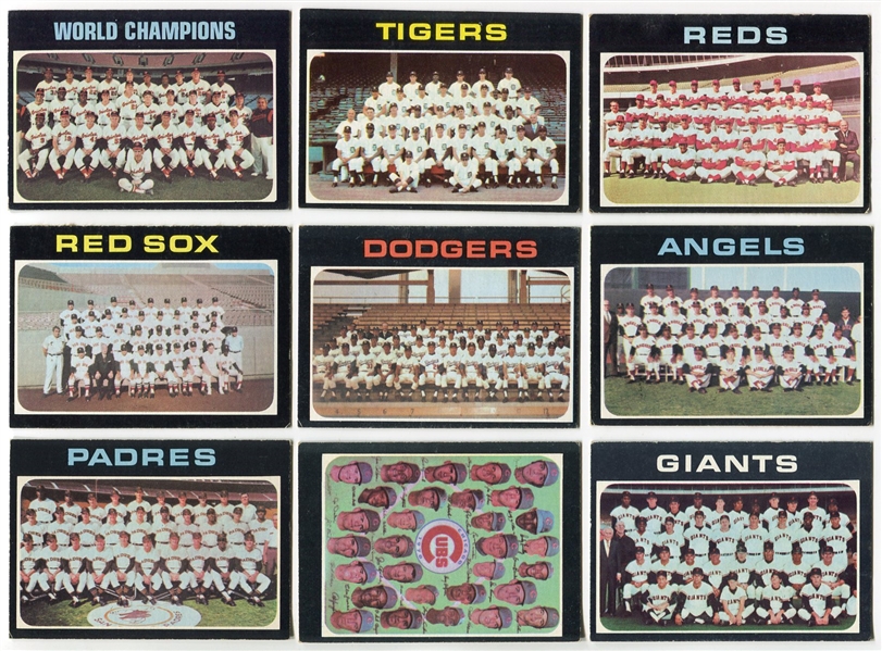 1971 Topps Team Cards Lot of 13 Different