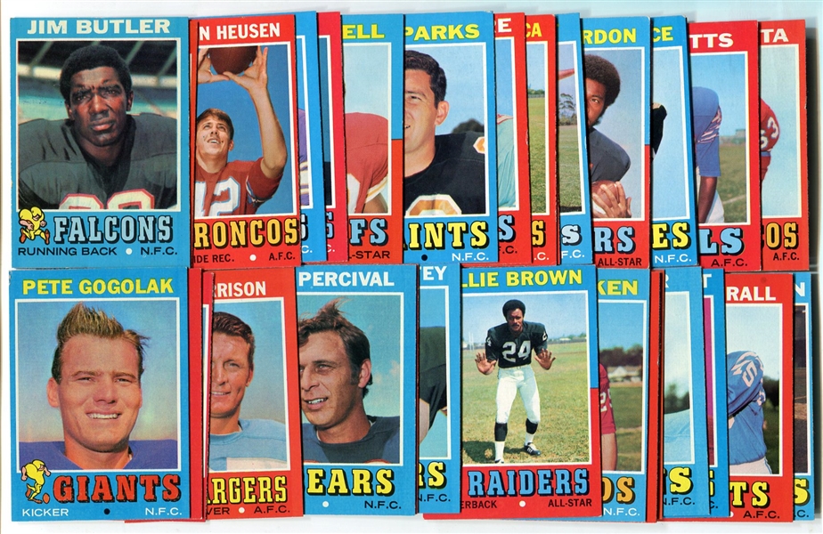 1971 Topps Football Lot of 34 Different Stars & HOFers