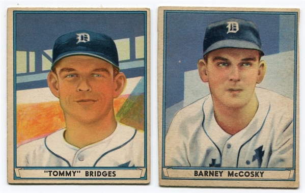 1941 Play Ball Lot of 2 Detroit Tigers #36 McCosky & #65 Bridges