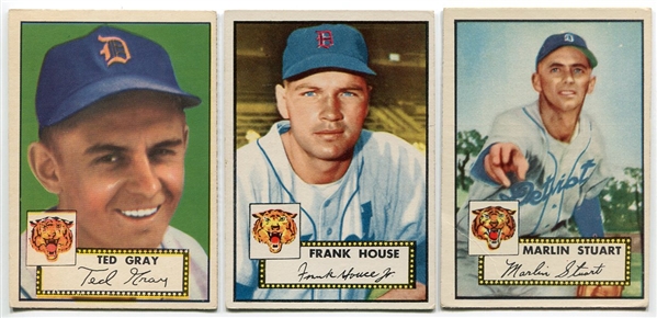 1952 Topps Lot of 3 Detroit Tigers