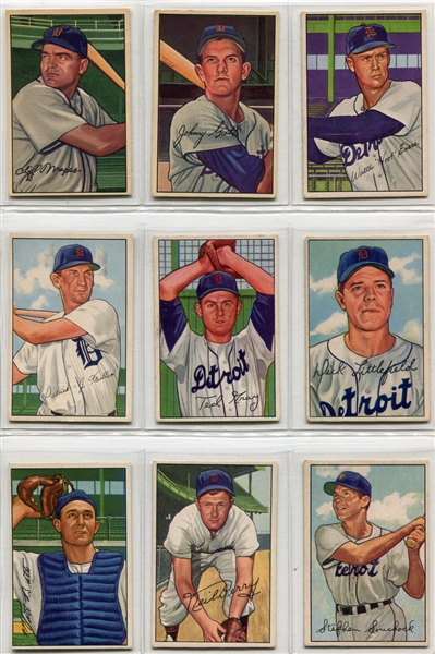 1952 Bowman Lot of 9 Different Detroit Tigers