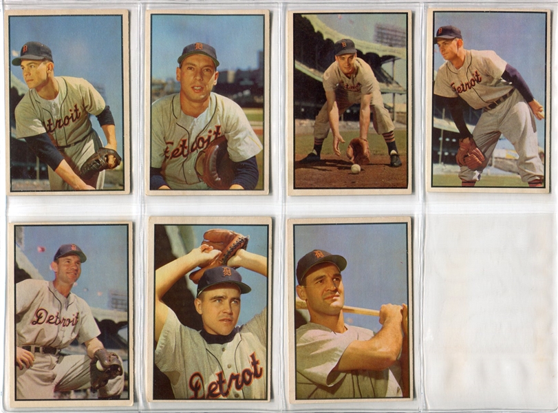 1953 Bowman Color Lot of 7 Different Detroit Tigers 