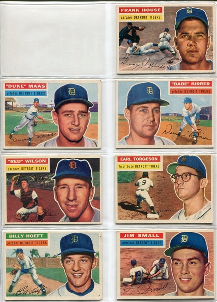 1956 Topps Lot of 9 Different Detroit Tigers
