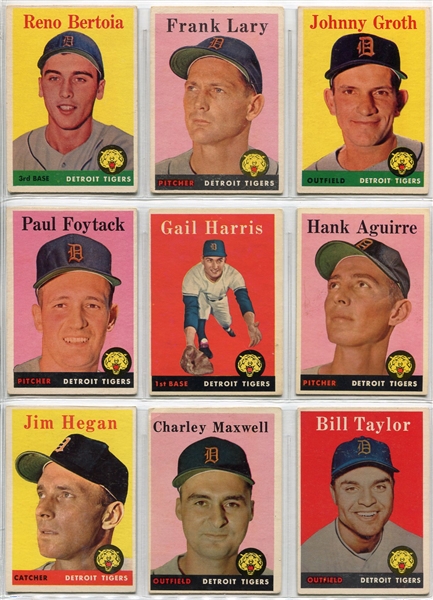 1958 Topps Lot of 23 Different Detroit Tigers