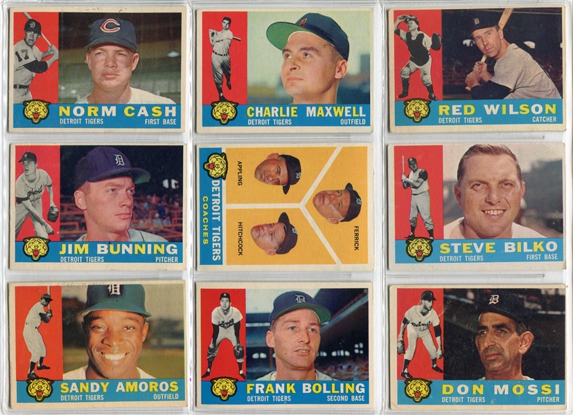 1960 Topps Lot of 30 Different Detroit Tigers