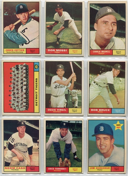 1961 Topps Lot of 26 Different Detroit Tigers