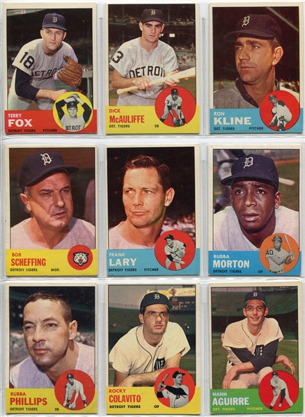 1963 Topps Lot of 13 Different Detroit Tigers