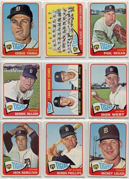 1965 Topps Lot of 20 Different Detroit Tigers Ex-Nrmt