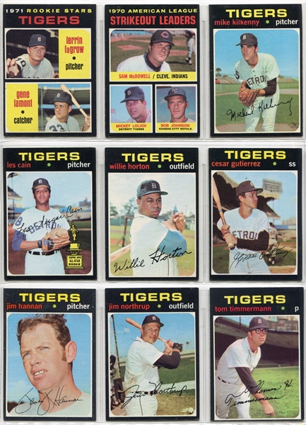 1971 Topps Lot of 28 Different Detroit Tigers Ex-Nrmt/Mt