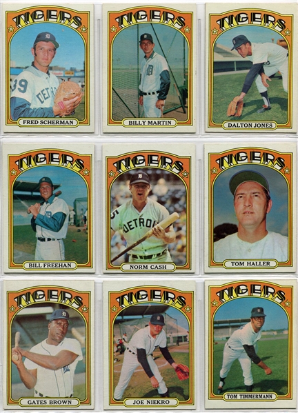 1972 Topps Lot of 24 Different Detroit Tigers Ex-Exmt