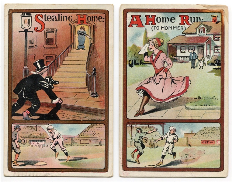 Circa 1912 Baseball Comic Postcards Lot of 2 Different