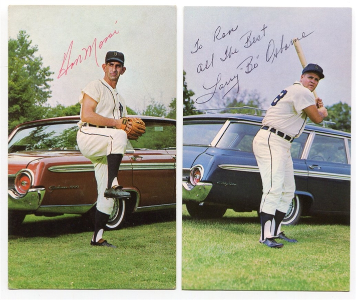 1962 Ford Detroit Tigers Postcards Lot of 2 Autographed Mossi  & Osborne