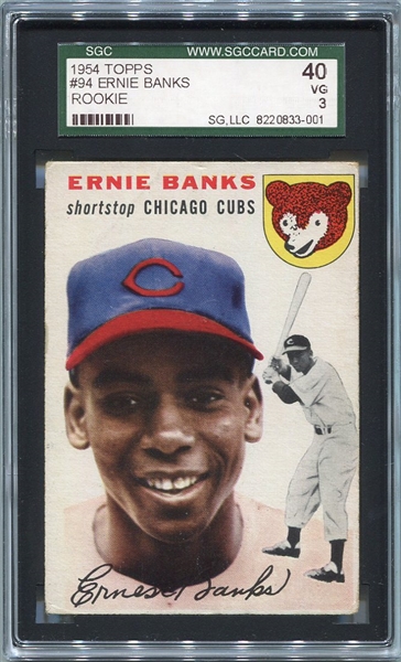 1954 Topps #94 Ernie Banks Rookie Card SGC 40