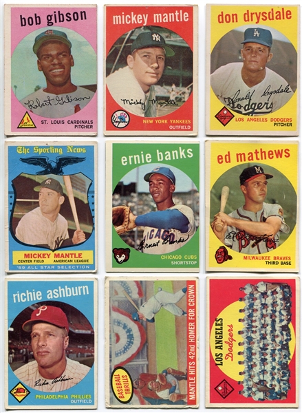 1959 Topps Baseball Lot of 225+ Loaded With HOFers