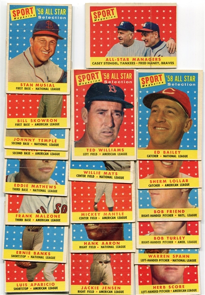 1958 Topps Partial Set of 338 Different EX+/- With HOFers