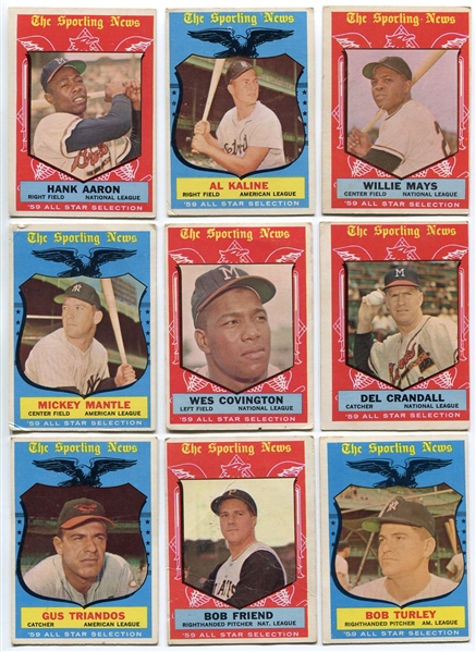 1959 Topps Baseball High Number Lot of 31 Different w/Mantle and other HOFers
