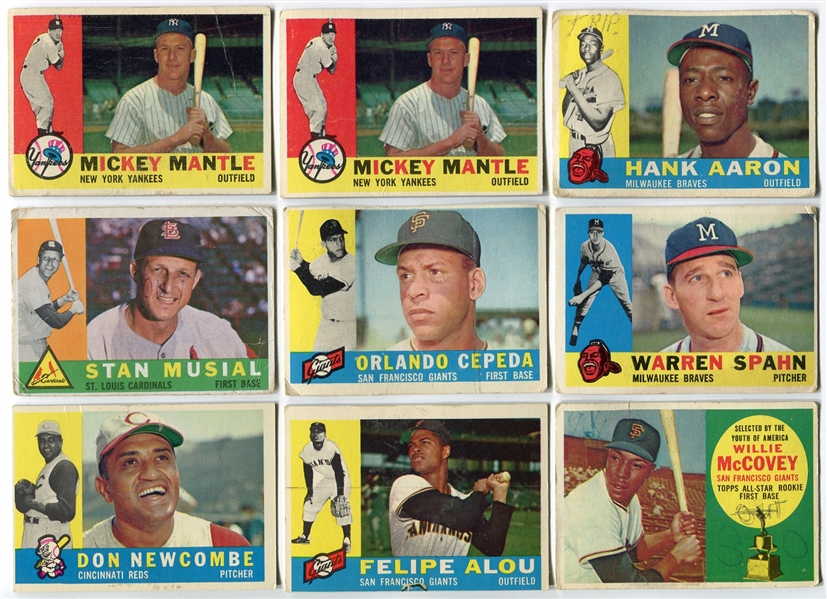 1960 Topps Baseball Lot of 127 Assorted With 2 Mantles