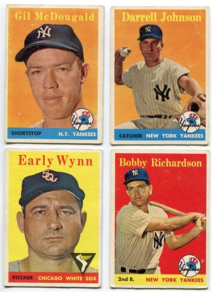 1958 Topps Yellow Letters Variations Lot of 4 Different