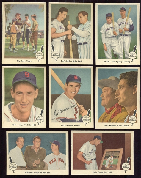 1959 Fleer Ted Williams Near Set 73/80 With #68 Ted Signs
