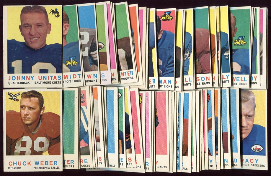 1959 Topps Football Partial Set of 96 Different Plus 18 Dupes