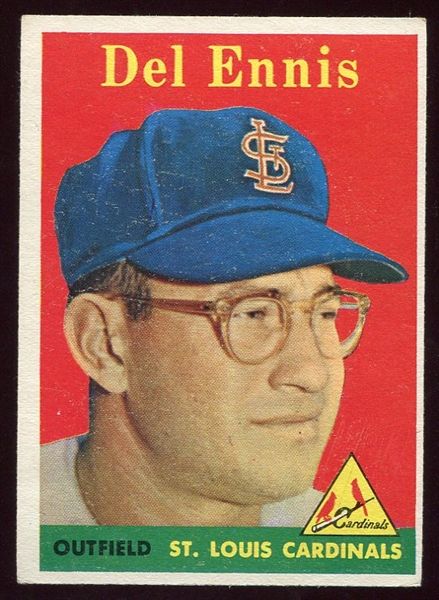 1958 Topps #60a Del Ennis Yellow Name EX